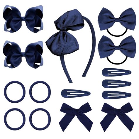 DEEKA Navy Blue School Hair Accessories 15 Pieces Uniform .